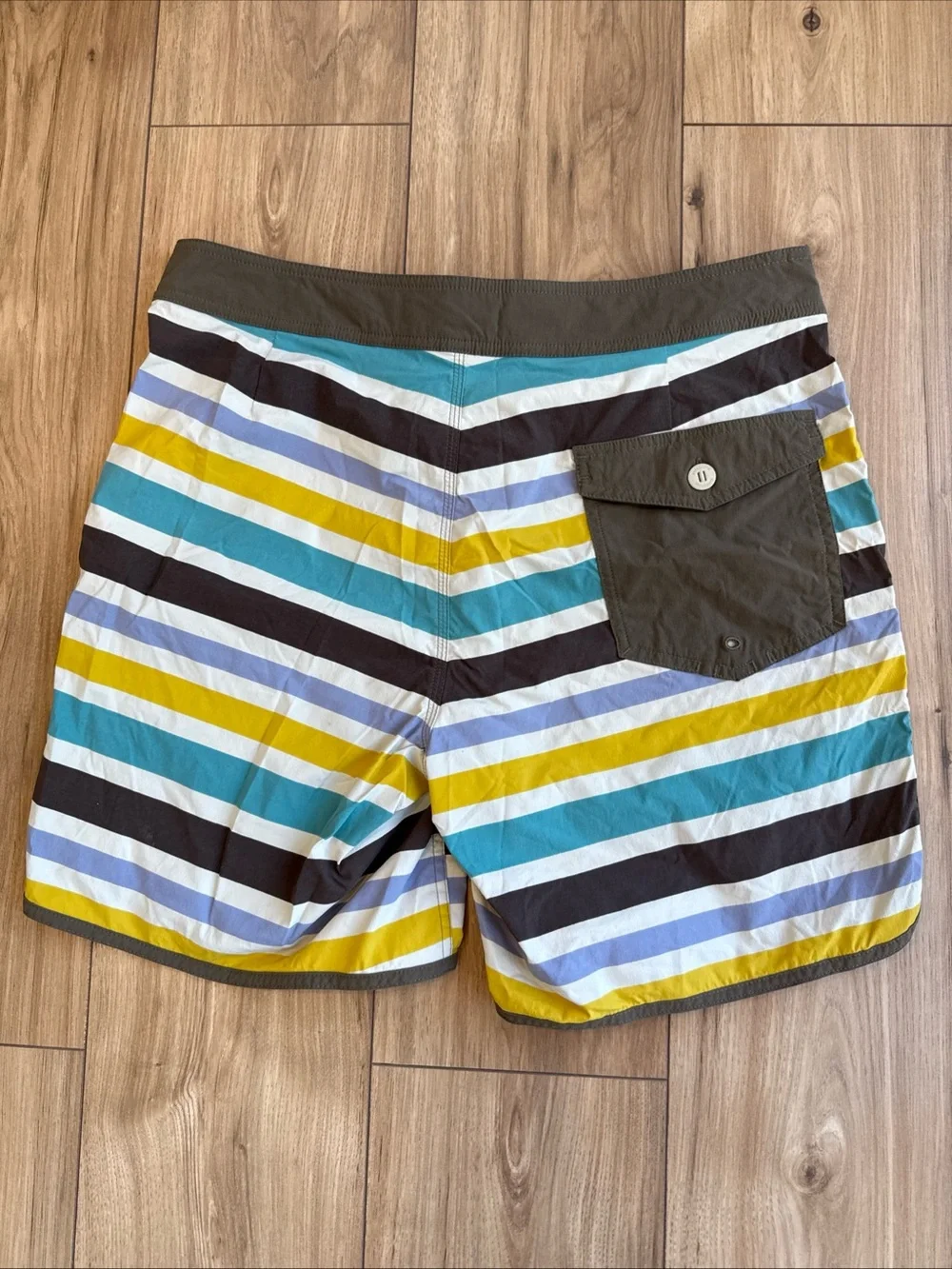 Patagonia Mens Swim Trunks Size 34 Multi Stripe Board Shorts Retro Stretch 7in